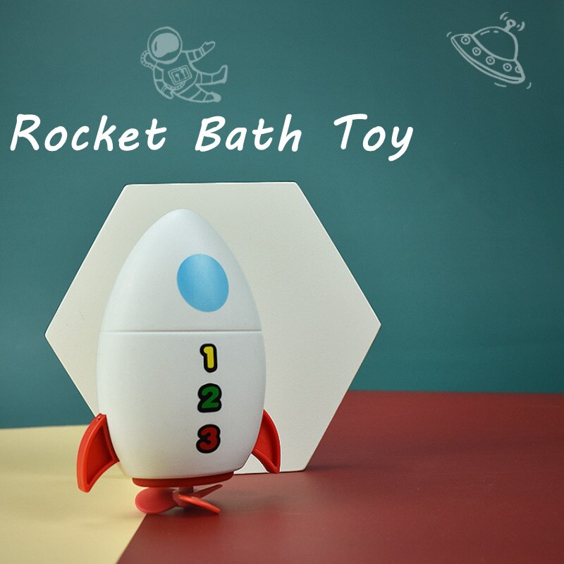 Leuke Cartoon Raket Bad Speelgoed Kinderen Grappige Strand Water Play Game Windup Raket Speelgoed Kids Vroege Educatief Speelgoed Verjaardag