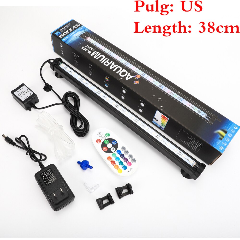 EU/US Plug 18-48CM 5050 RGB LED Aquarium Air Bubble Light Fish Tank Bar light Aquatic Submersible Lamp Waterproof RF Controller