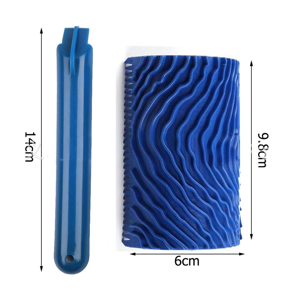 LATRAT Blauw rubber houtnerf effect verfroller met handvat DIY