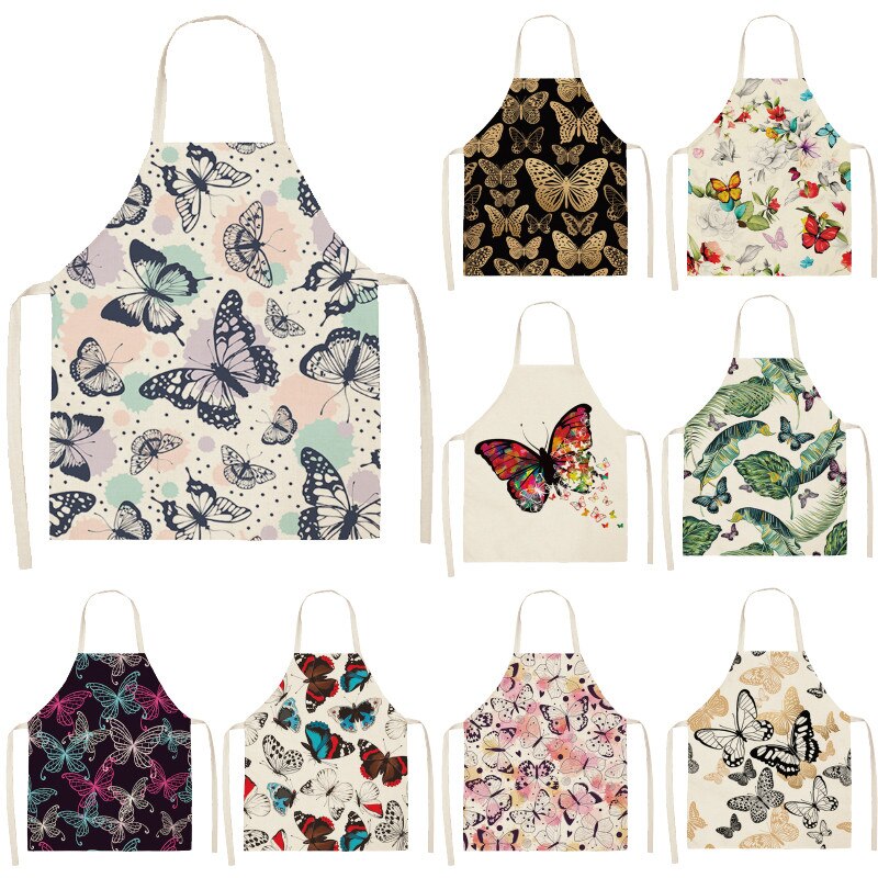 1pc Butterfly fartuch bez rękawów bawełniana pościel nadruk w kwiaty kuchnia fartuszek kobiety domowe gotowanie pieczenia talia Bib 53*65cm