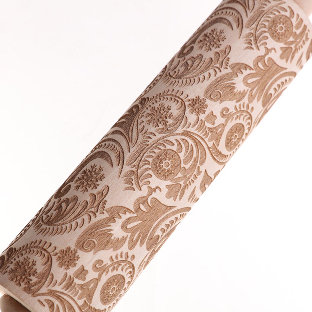 Mattarello goffratura 3D mattarello inciso in legno motivo floreale strumento di cottura biscotti pasta panetteria artigianato utensili da cucina