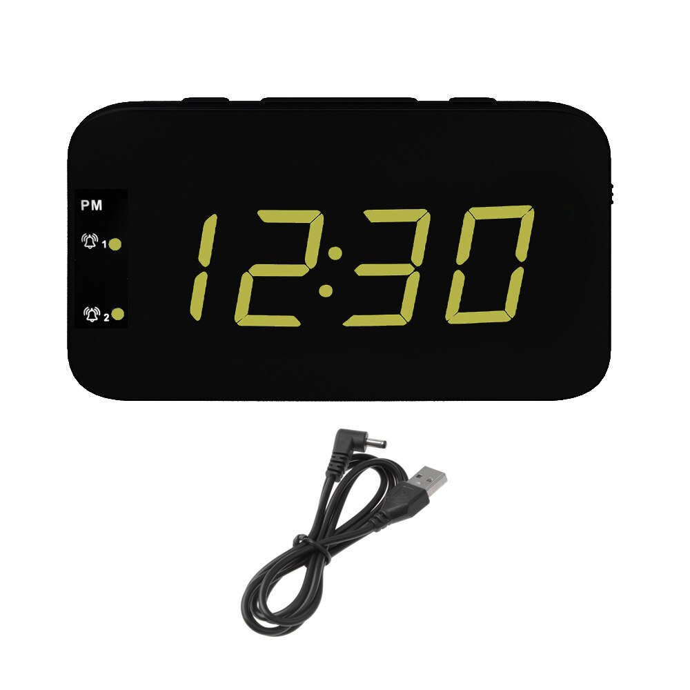 Digital alarm clock dimmable brightness alarm clock 12/24Hr snooze bedroom digital display: Green