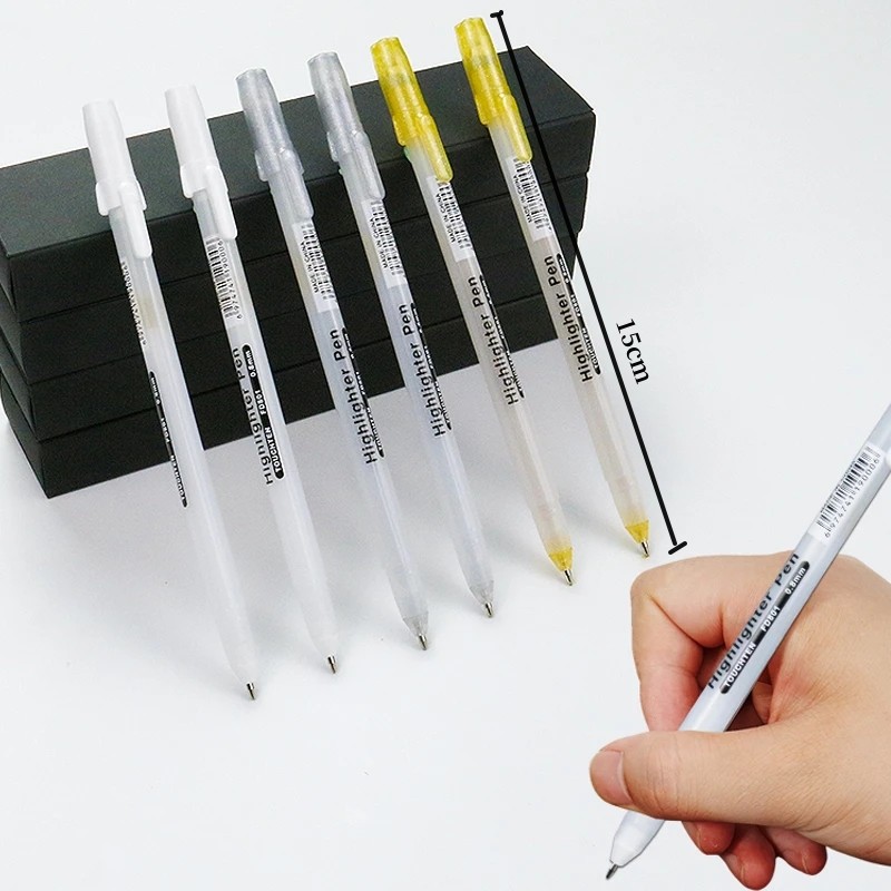 12 pz/impostato 0.8mm Pennarello Vernice Pennarello Permanente graffiti Pennarelli Metalici Oro Argento Bianco Penna Scrittura Disegno Rifornimenti D'arte