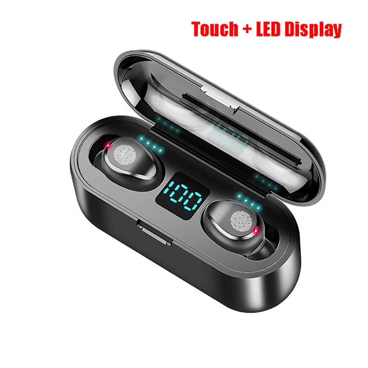 Draadloze Bluetooth LED Display Oortelefoon & Speaker F9 TWS Draadloze Met Microfoon Bluetooth Headset Met 2000mAh Bin: F9 C