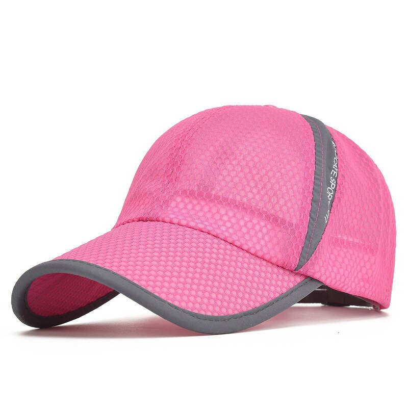 Unisex Mesh Brim Tennis Cap Outside Sunscreen Quick Dry Summer Baseball Hat Adjustable Cap Cooling Sports Caps: Rose Red