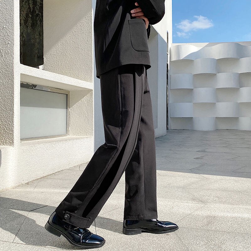 Miesten housut syksy talvi hoikka yksiväriset suorat housut laskostetut housut rento persoonallisuus nuorten miesten vaatteet