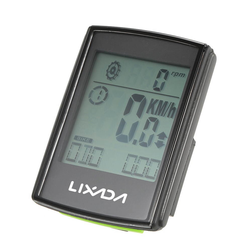 Lixada Multifunctional 2-in-1 Wireless LCD Bicycle Cycling Computer Speed Cadence Water-resistant: Black