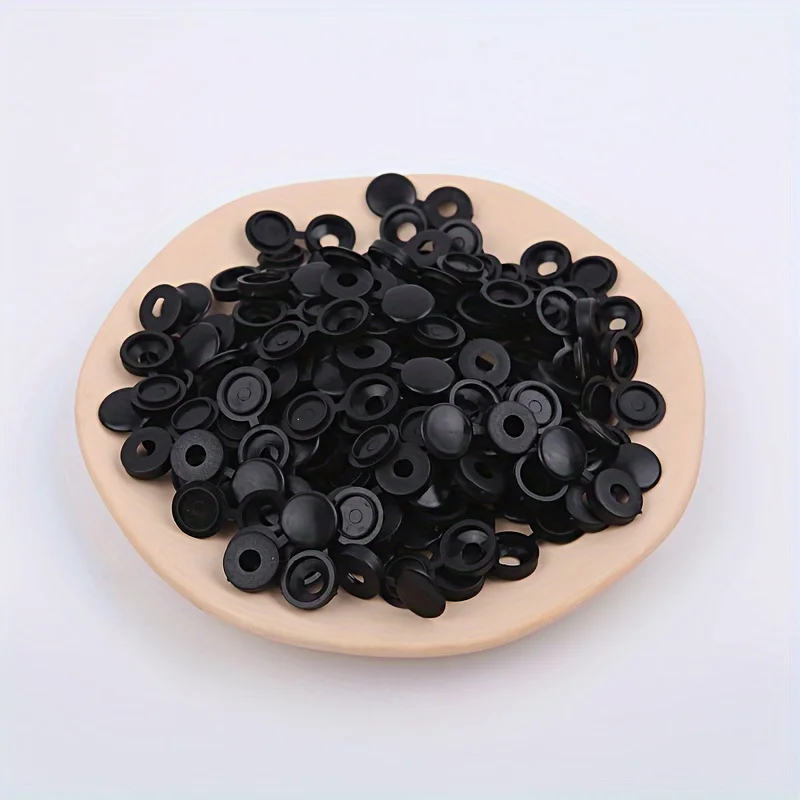 50 stks/zak Praktische Scharnierende Plastic Schroef Vouw Snap Beschermkap Knop Moeren Cover Bouten Beschermen Meubels Decor: Black