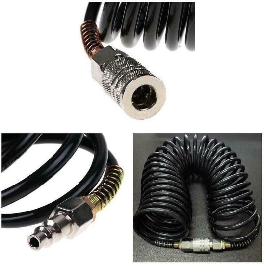 1/4 Durable Pneumatic Adapter Extension Practical Flexible Quick Coupler Pipe Connect Inflating Coil PE Air Hose Compressor