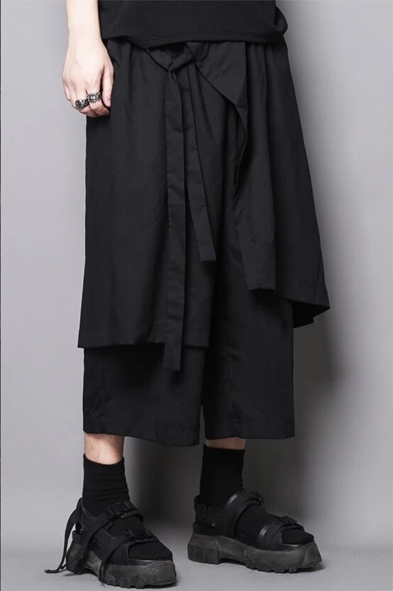 Oryginalny projekt japońnarty ciemny czarny Yamamoto fryzjer popędzający luźne luźne spodnie na co dzień dziewięciopunktowe spodnie spódnica spodnie męskie tre