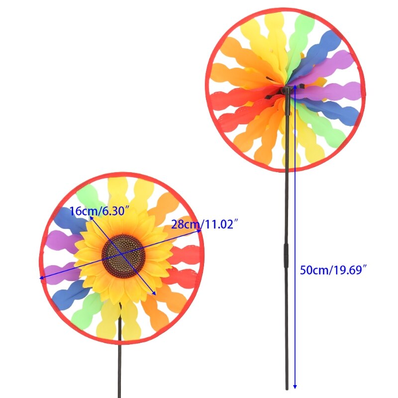 11 styles Optional Sunflower Windmill Rainbow Wind Spinner Pinwheel Home Garden Yard Decoration Children Kids Toy Outdoor: H