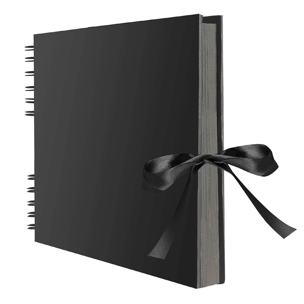 Fotoalbum 80 sort side hukommelse løvblade notesbøger  a4 håndværkspapir diy scrapbog billede 12 tuschpenne bryllupsdag: Sort