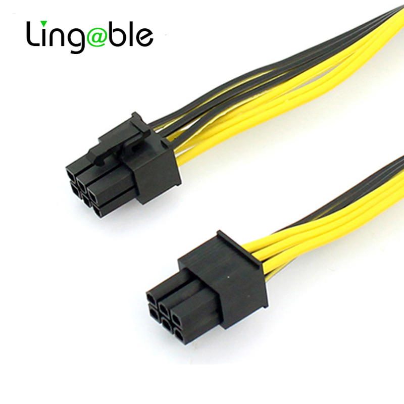 Lingable kabel pci-e pci pci-express 6p hane  to 6- stifts hane grafik grafikkort strömkabel 50cm förlängningskabel sladd