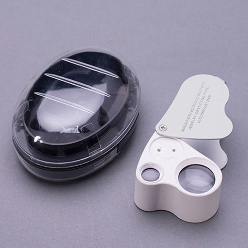 60X 30X Glass Magnifying Magnifier Loop Jewelry Loupe with LED Light