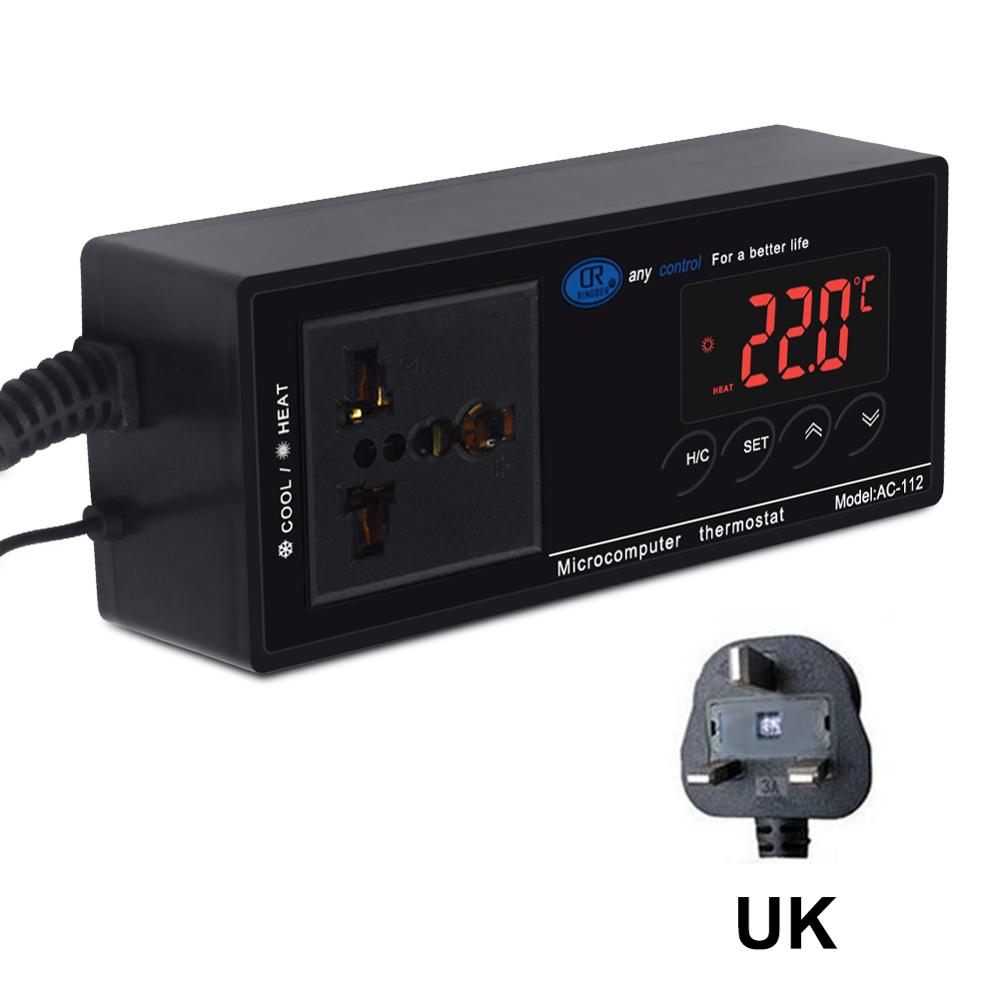 Digital Intelligent Plug-In Thermostat Universal Socket EU/AU/US plug Regulator Aquarium Greenhouse Pet Temperature Controller: UK plug