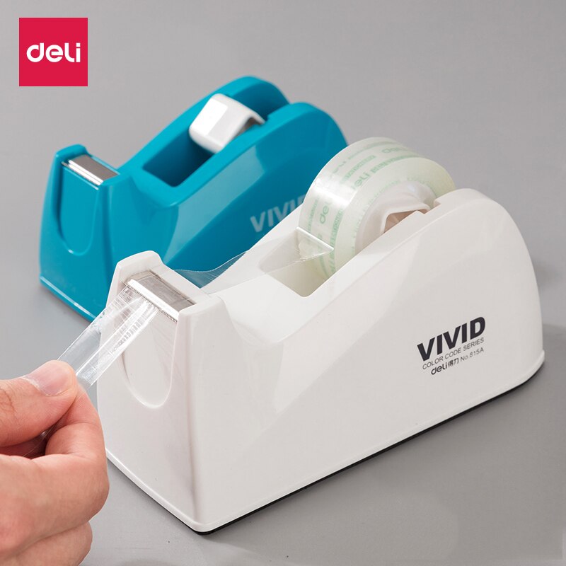 DELI Cute Office Tape Dispenser Plastic Stationery Sealing Tape Cutter Washi Tape Storage Organizer Cutter Office Tape Dispen