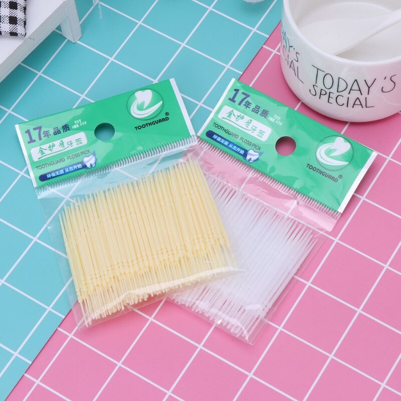 100pcs/box Dental Floss Interdental Toothpick Brush Brush Teeth Stick Dental