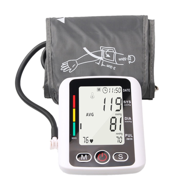 LCD Display Upper Arm Automatic Digital Blood Pressure Monitor Cuff Home BP Sphygmomanometers