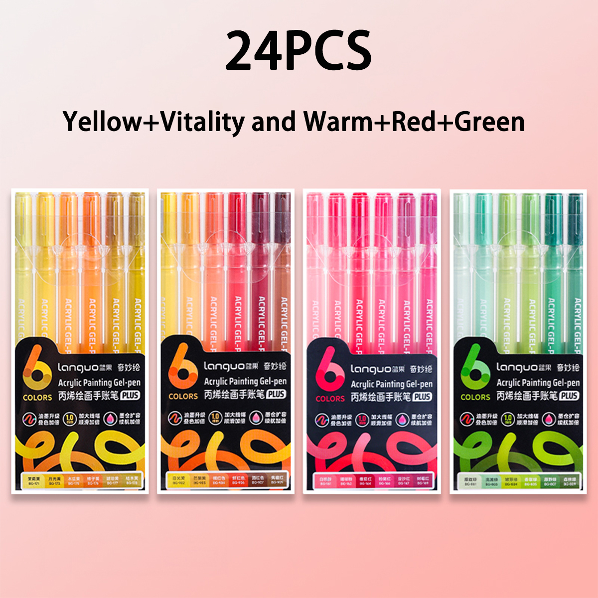LANGUO 6Color Highlighter Marker Pens Acrylic Painting Art Markers Quick-Dry Non-Toxic for Students Supplies Korean Stationery: Mixed Color
