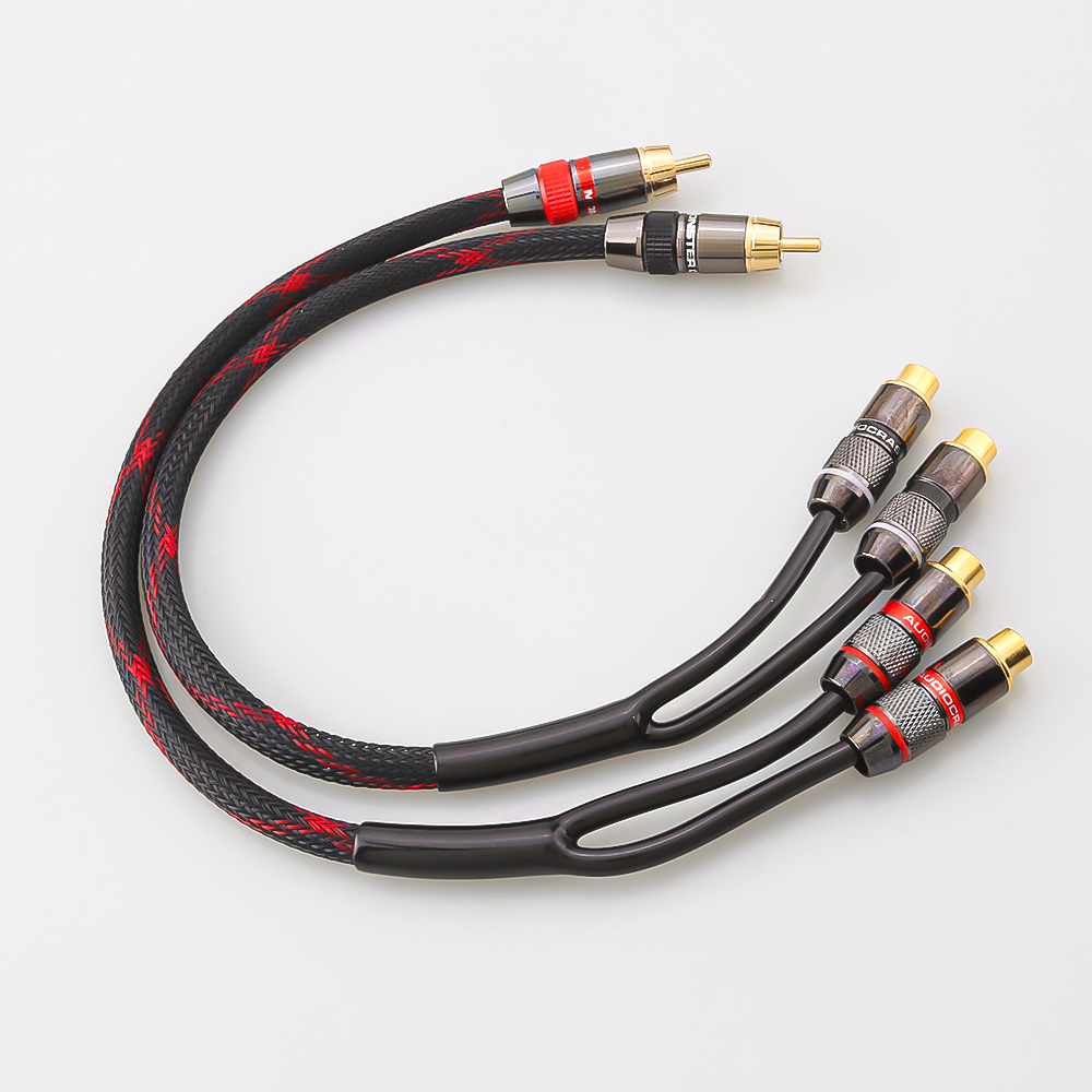 Câble Audio séparateur HiFi Y RCA mâle à 2 prises femelles, adaptateurs de connecteur RCA, cordon métallique pour amplificateur
