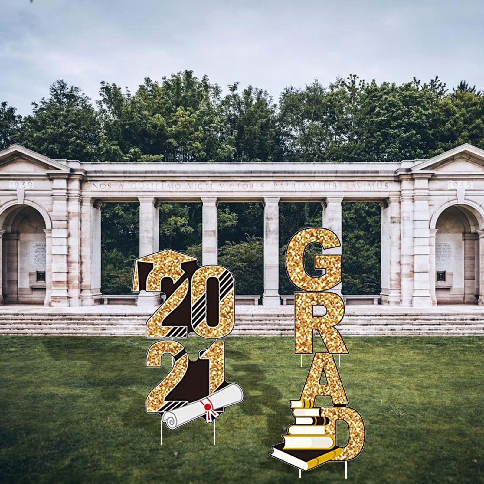 Graduation Grade Garden Sign Decorations Outdoor Lawn Yard Sign with Stakes DIY Graduation Party Decoration Accessories #Y