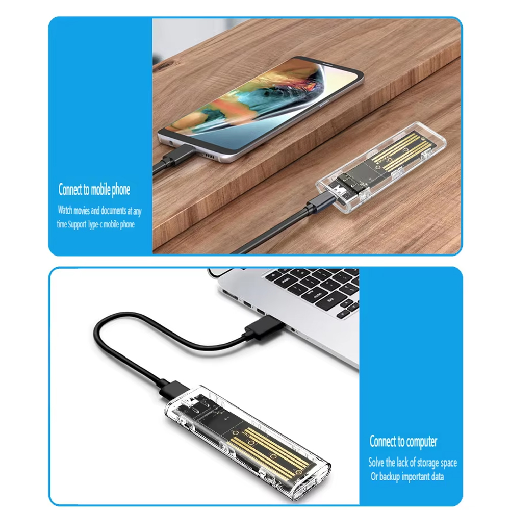 M2 SSD Case Behuizing NVMe SATA NGFF M.2 SSD Box Adapter USB 3.1 10Gbps voor Externe Harde Schijf M/B + M Sleutel M.2 SSD RTL9210B/9210