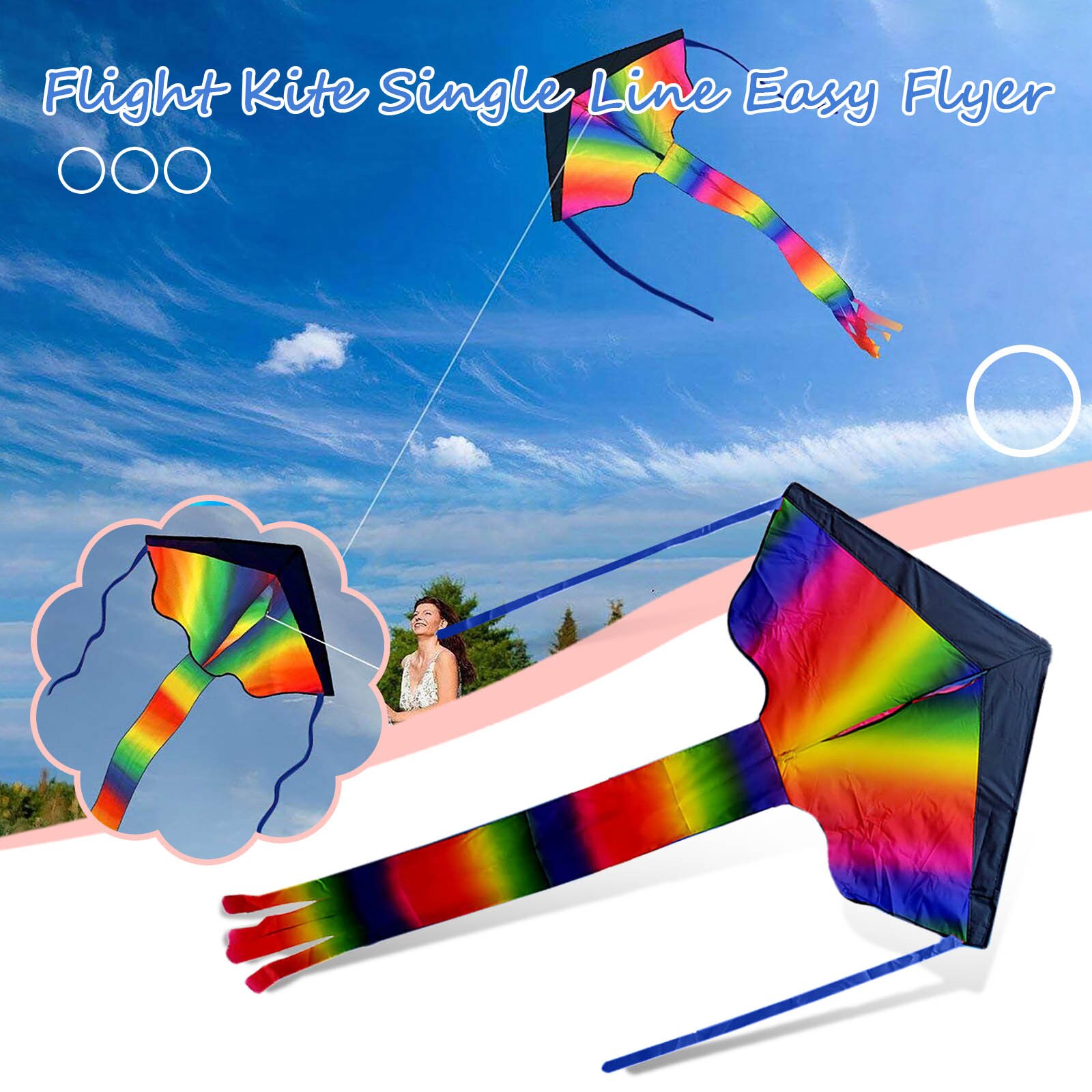 Vlucht Kite Makkelijk Flyer Grote Regenboog Giant Kleurrijke Outdoor Activiteiten In Sterk Of Licht Wind Kleur Gestreepte Kite Outdoor Speelgoed