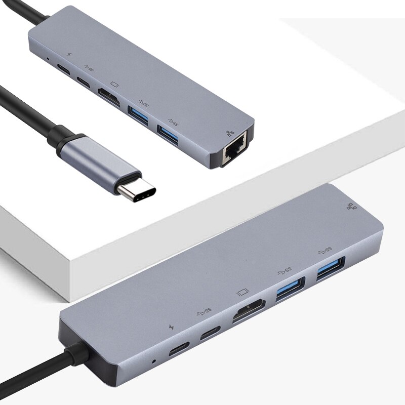 8 in 1 Aluminum alloy USB-C HUB Type-C To HDMI+USB 3.0+PD charging cable RJ45 Ethernet Micro SDTF OTG Adapter 3 in 1, 5 in 1
