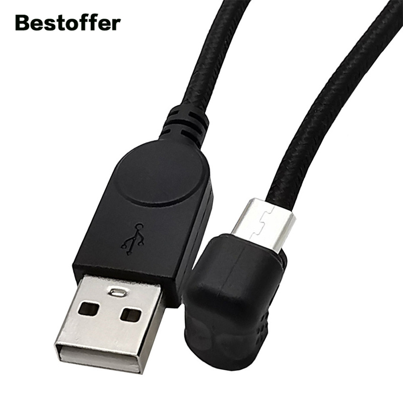 30CM/1.5M U-Shaped Elbow Micro 5-Pin Male to USB 2.0 A Male Data Charging Extension Cable