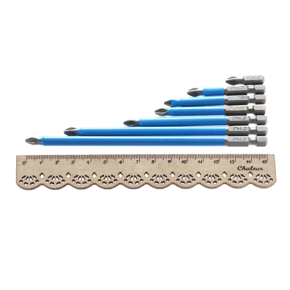 1/4 "blau Silber verhexen Schaft Magnetische Anti Unterhose Lange Erreichen Elektrische Schraubendreher-Bits PH2 Einzigen Phillips/Kreuz Kopf Energie Werkzeug