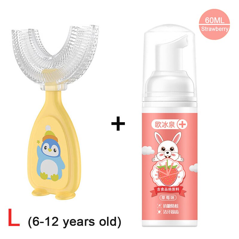 SMGSLIB Children's Toothpaste Toothbrush Set Children Can Swallow Mousse Foam Toothpaste Household Daily Necessities bpa free: Set 3 L