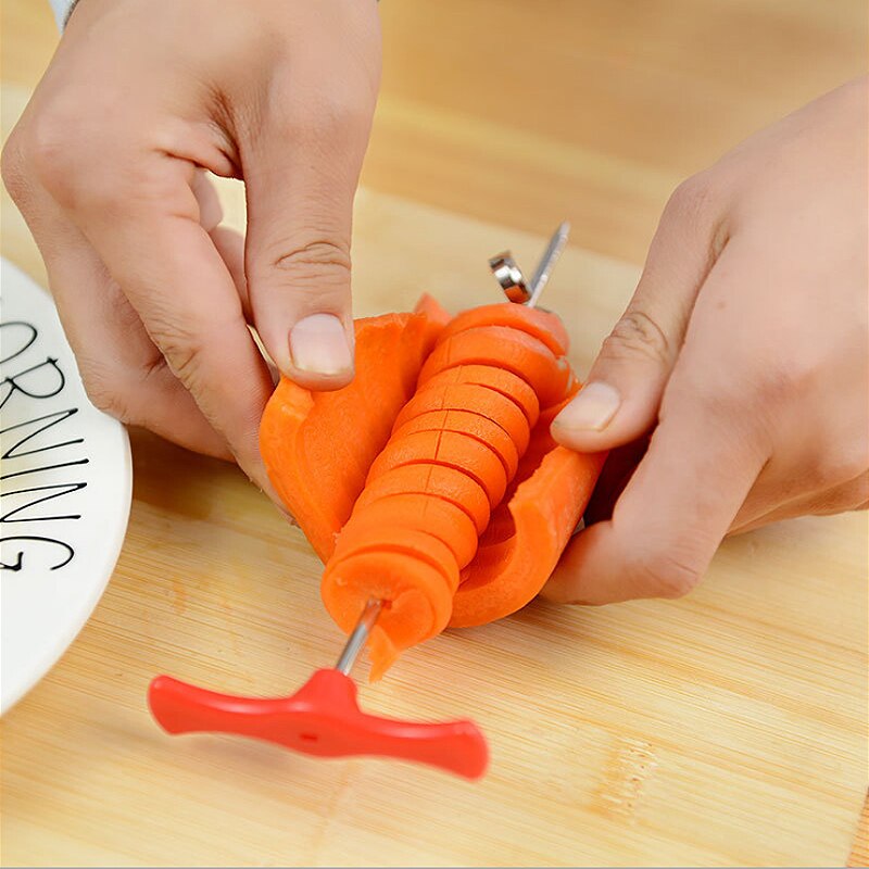 1 Uds cortador de frutas vegetales Scroll Manual de acero inoxidable rodante espiral zanahoria torsión cuchillo Screwer accesorios de cocina Gadget
