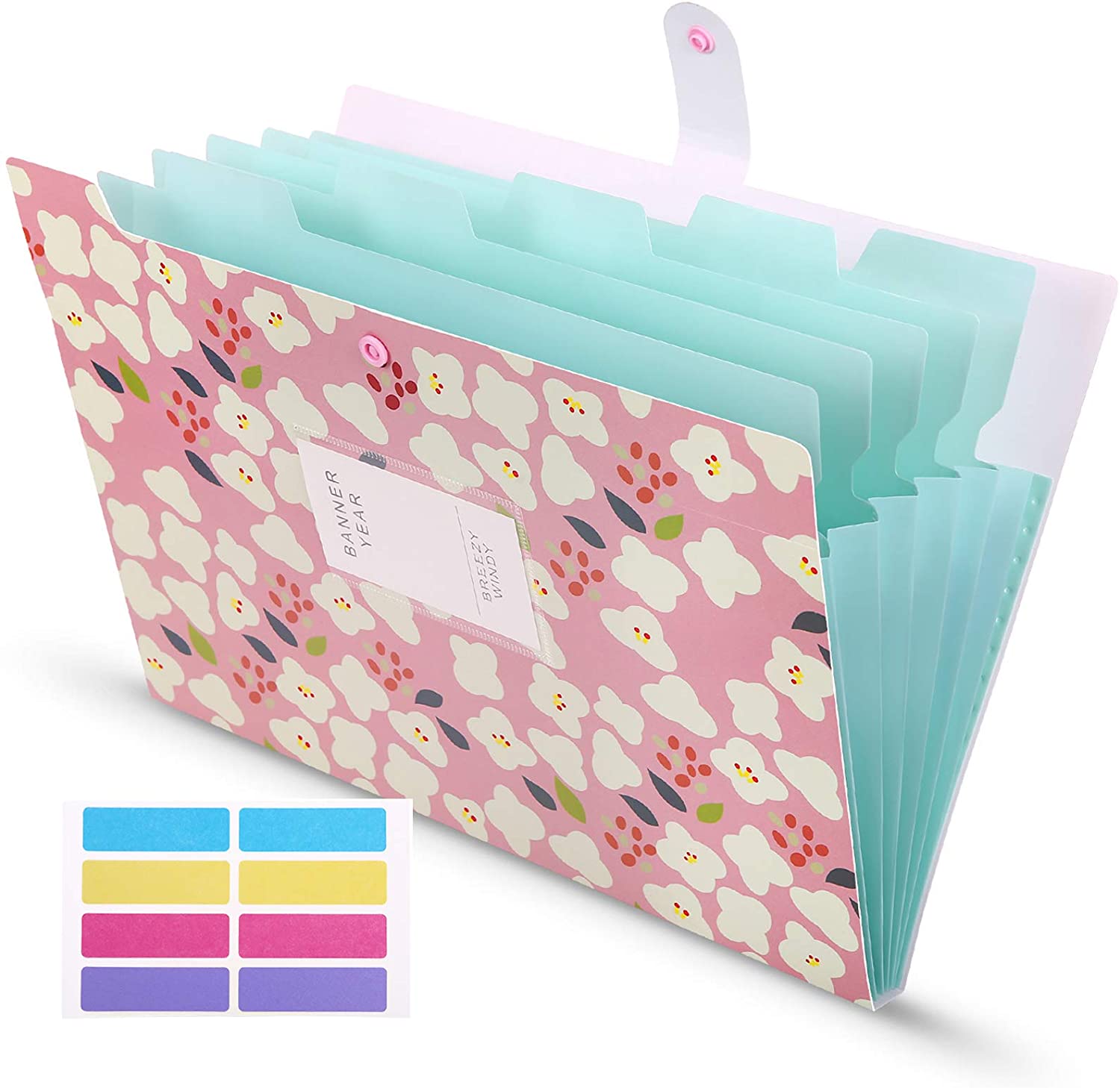 A4 Flower File Bag Data Book Large Capacity File folder portfolio 6 pockets Organizer for School Office Home