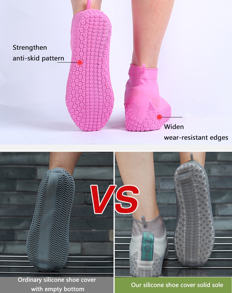 4 couleurs Recyclable Silicone Couvre-chaussures Réutilisable Imperméable À L'eau Étanche Hommes Chaussures Couvre Bottes De Pluie anti-dérapant Directe