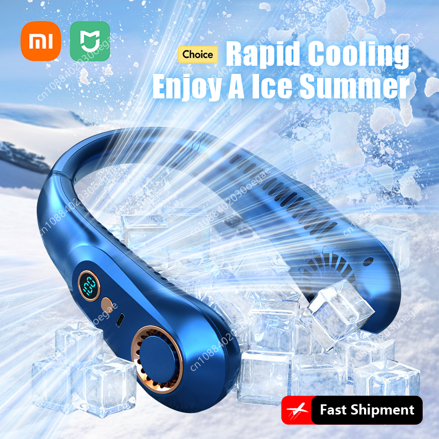 Xiaomi ventilateur de cou suspendu type-c affichage numérique LED Rechargeable refroidissement rapide réfrigération Portable extérieure ventilateur silencieux sans lame