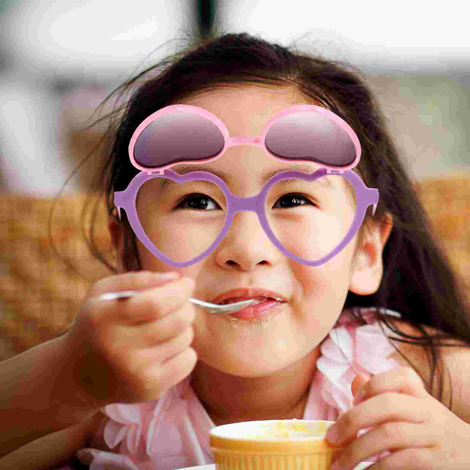 1 par de gafas de sol de dibujos animados para niños, lentes de sol con forma de corazón para jóvenes