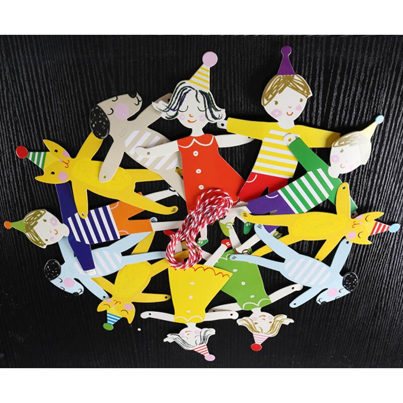 Handen in handen jongen meisje cartoon papieren slinger diy slinger verjaardag banner vlag feestdecoratie papieren vlaggetjes hangende ornament