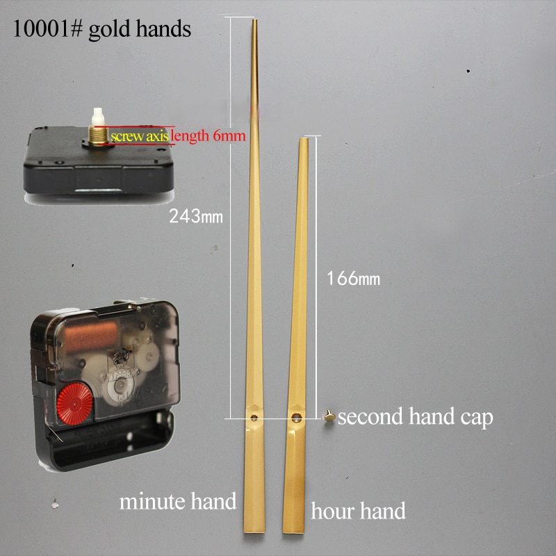 12888 Ronde Gat Hoge Koppel Beweging Sweep 6mm schroef as Klok Accessoire Quartz Beweging Met 10001 # gouden Handen DIY Klok Kits