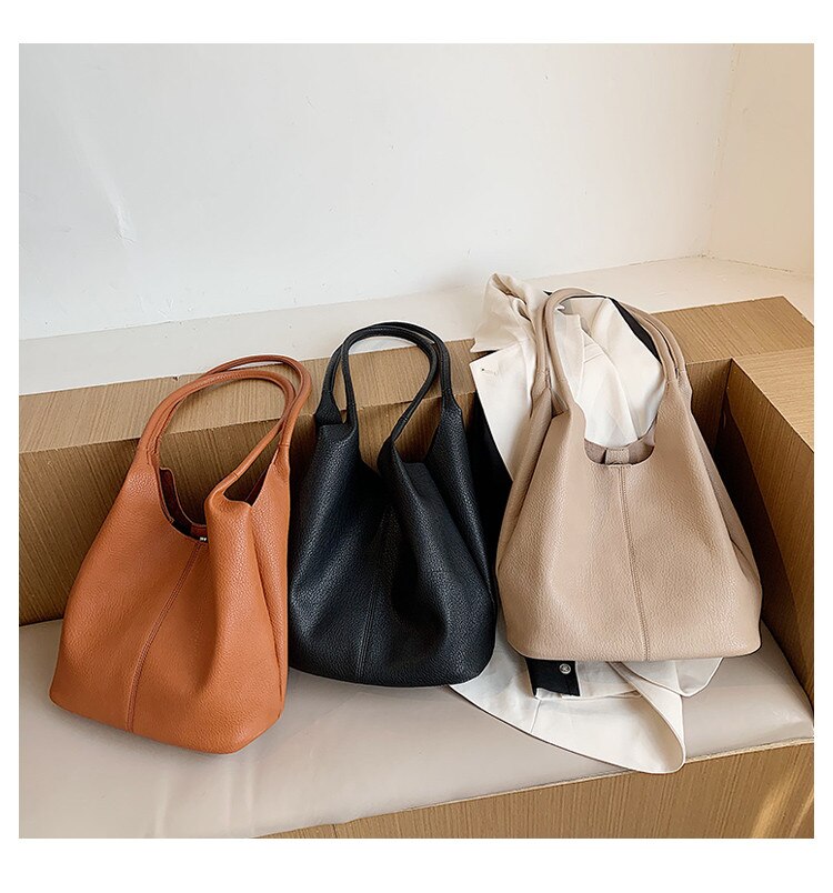 Large Capacity PU Leather Shoulder Bags for Women Simple female Handbags Travel Brand Trending ladies Hand Bag big totes