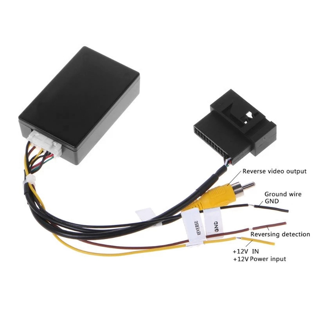 Rgb naar (rca) av cvbs signaalconverter/decoderbox adapter voor de originele achteruitrijcamera van de tiguan, golf 6 en passat cc.