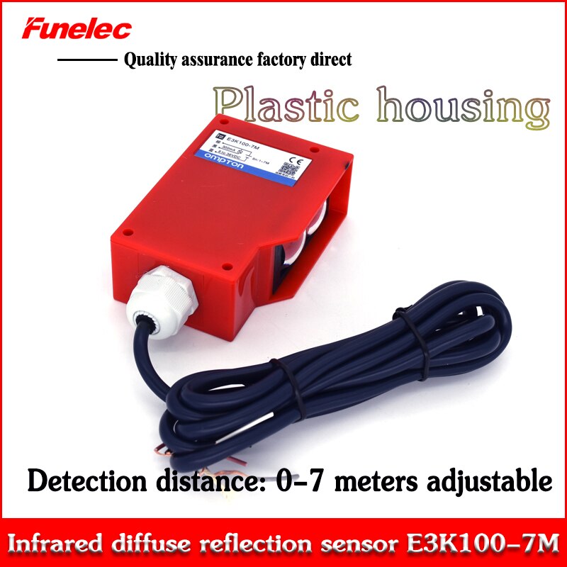 Long-distance diffuse photoelectric switch Infrared photoelectric sensor E3K100-7M Adjustable NPN