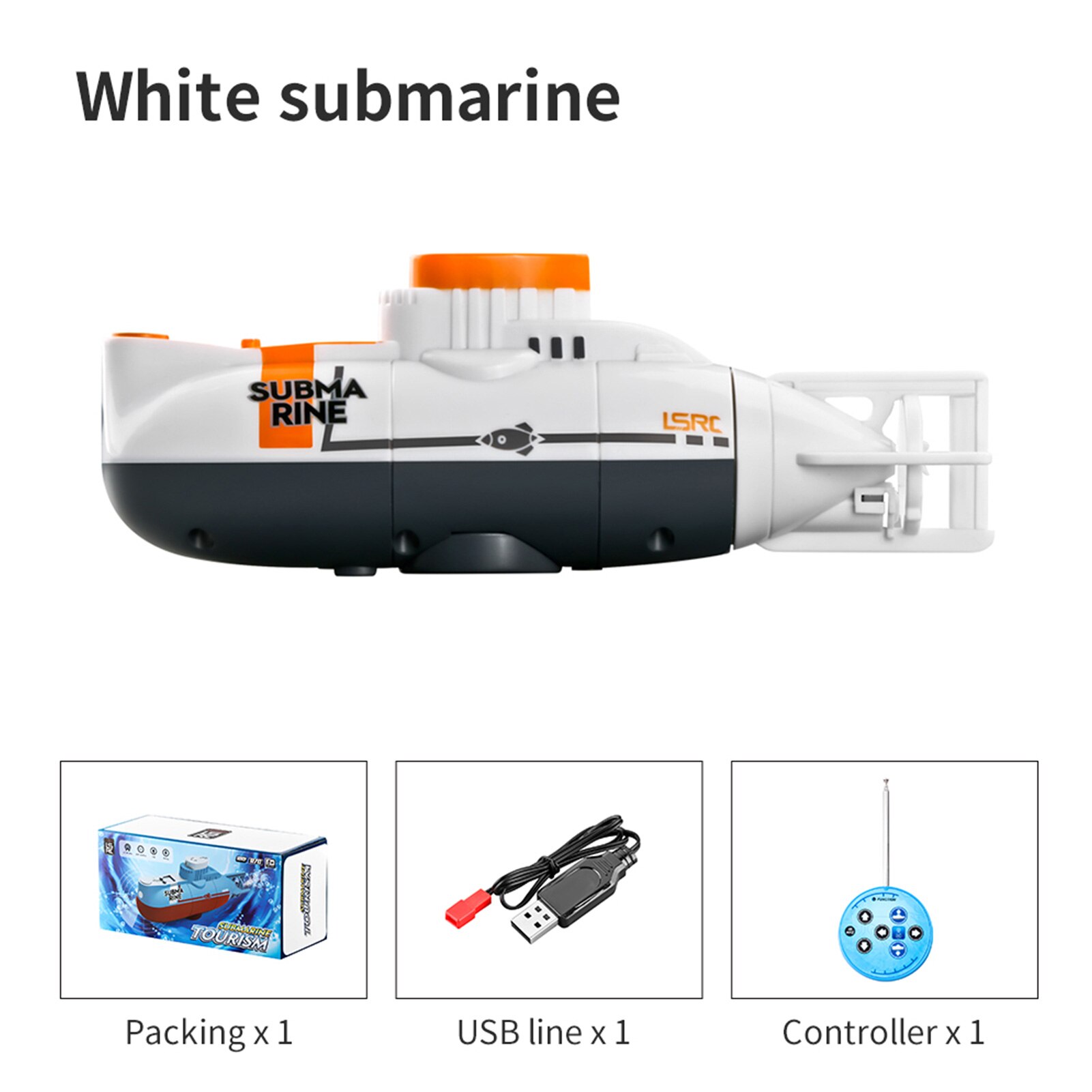 Mini Rc Submarine 0.1 M/s Snelheid Afstandsbediening Boot Waterdicht Duiken Speelgoed Simulatie Model Cadeau Voor Kinderen Jongens Meisjes jaar: WHITE