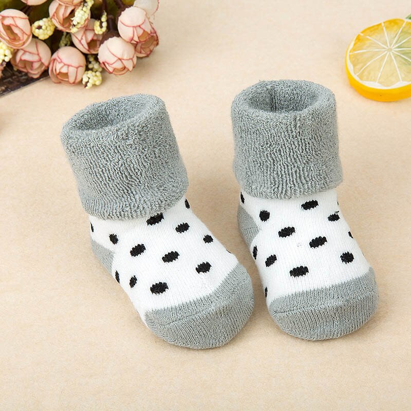 Winter Autumn Baby Socks Soft Cotton Newborn Socks for boy girl Cute Cartoon Calcetines Skarpetki Baby Stuff: gray dot