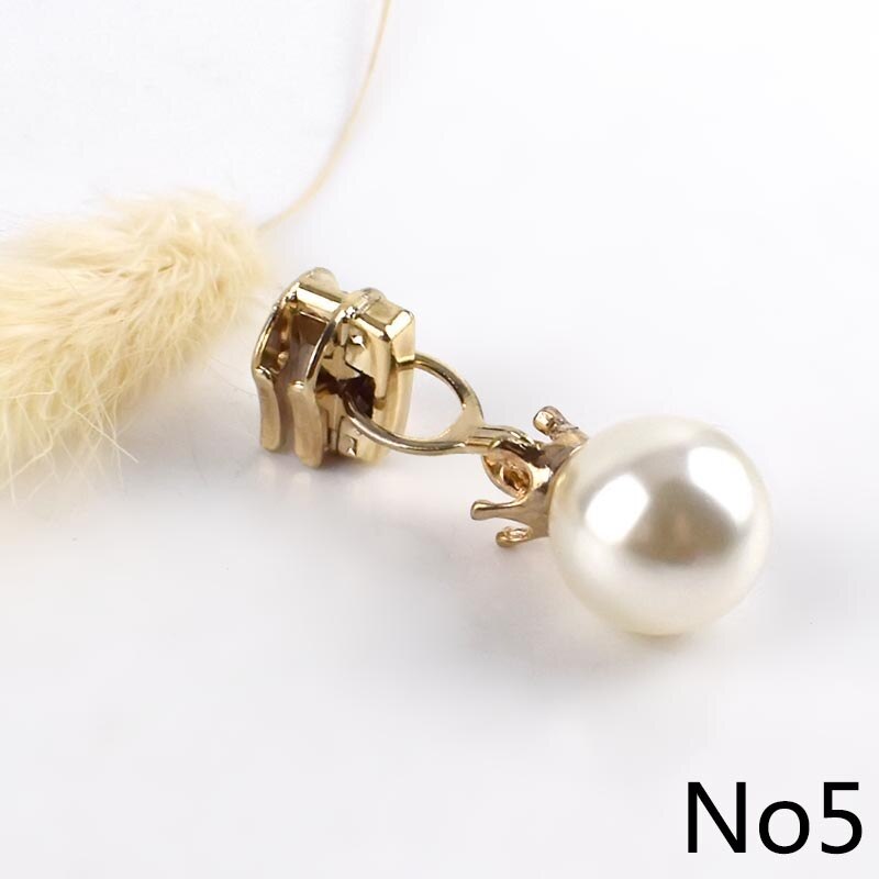 Meetee 5pcs 3# Pearl Puller Metal Zipper Sliders for Metal Zippers DIY Bag Costume Decoration Zip Slider Head Sewing Accessories: 5