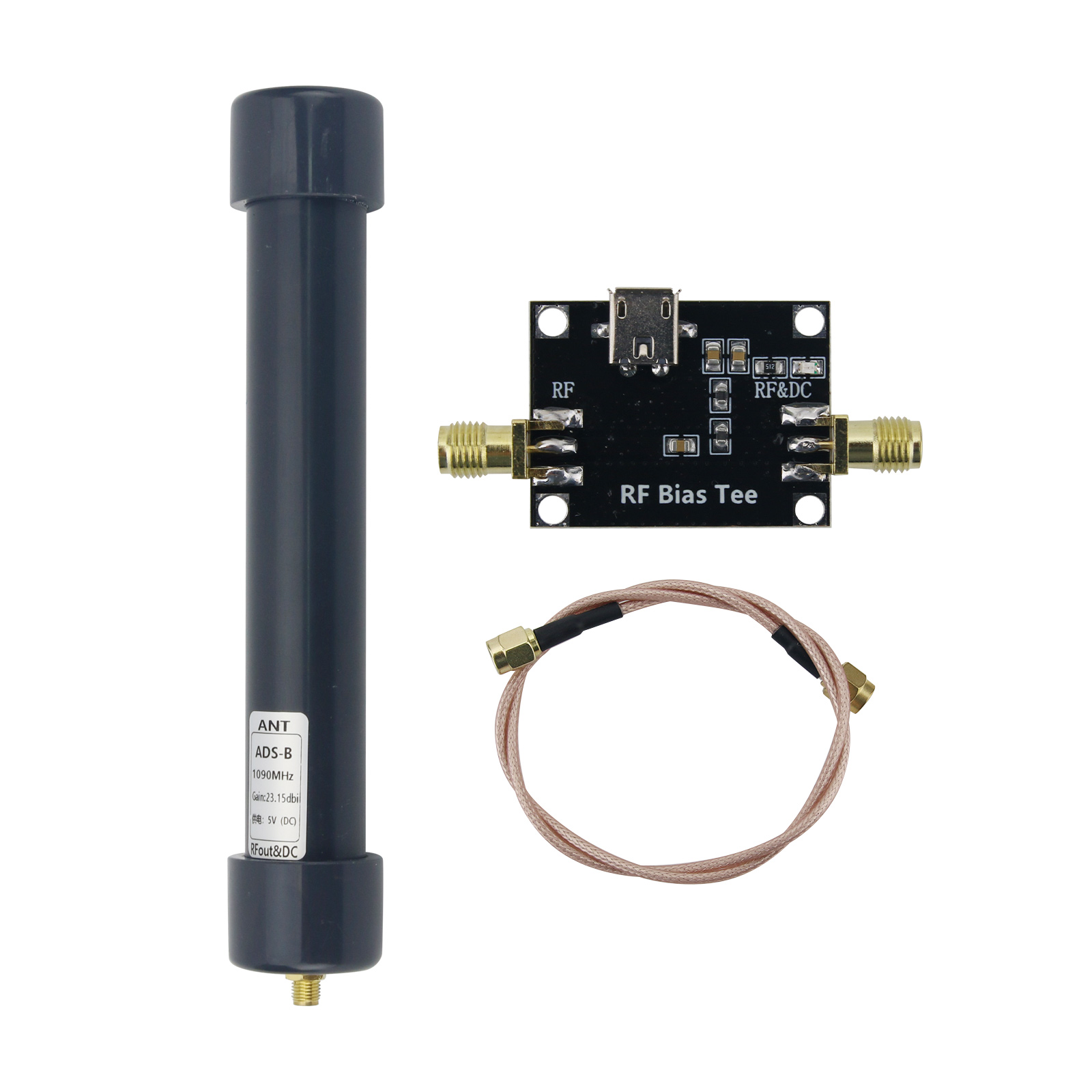 Antena receptora RF de alta ganancia con conector hembra SMA, fuente de alimentación de 1090MHz, DC5V, Bias Tee, 23.15dBi, ADS-B: Multicolor