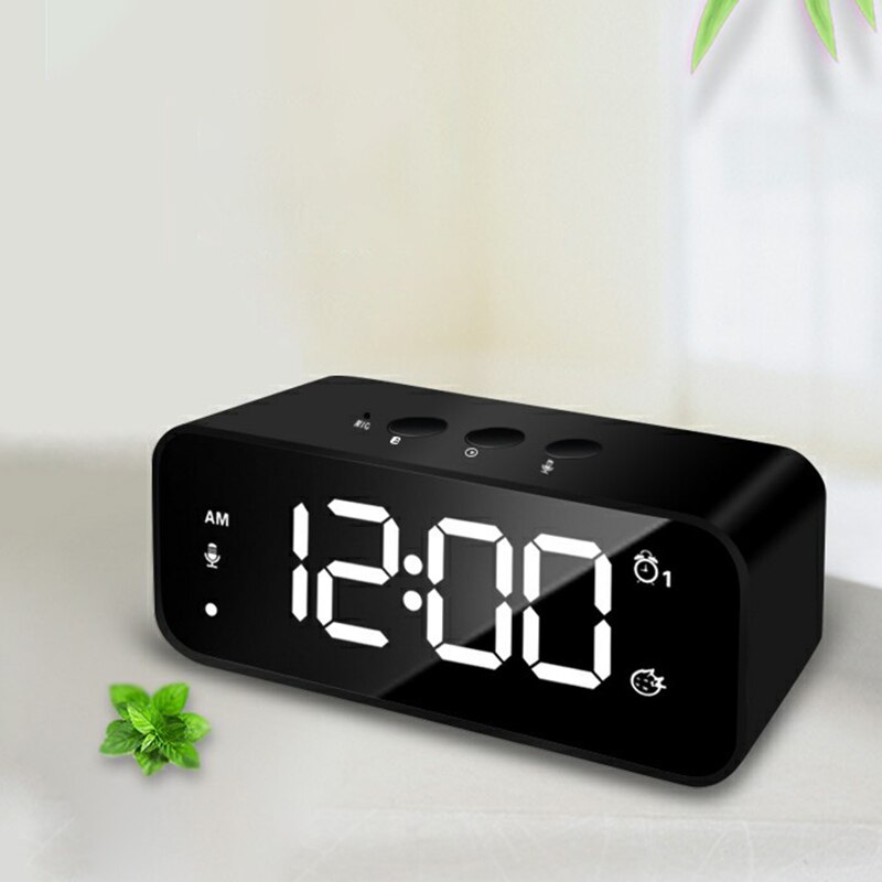 LED Anzeige Digital Wecker, Spiegel Musik Uhr mit Dual Alarme und Schlummern Wecker für Schlafzimmer Küche