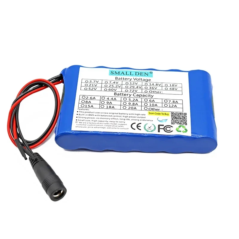 12V 6ah 18650 lithium battery pack 3S2P 6000mAh high current high-power battery, suitable for rechargeable batteries 10A BMS120W
