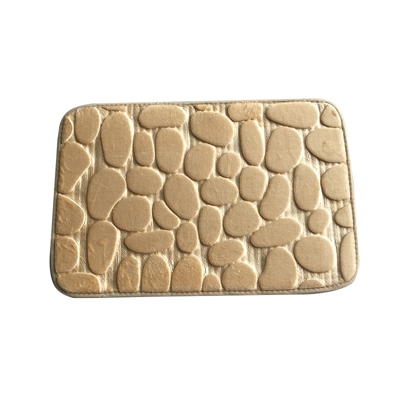Home Bath Mat Coral Fleece Bathroom Carpet Water Absorption Non-slip Memory Foam Absorbent Washable Rug Toilet Floor Mat: XQ88-Beige