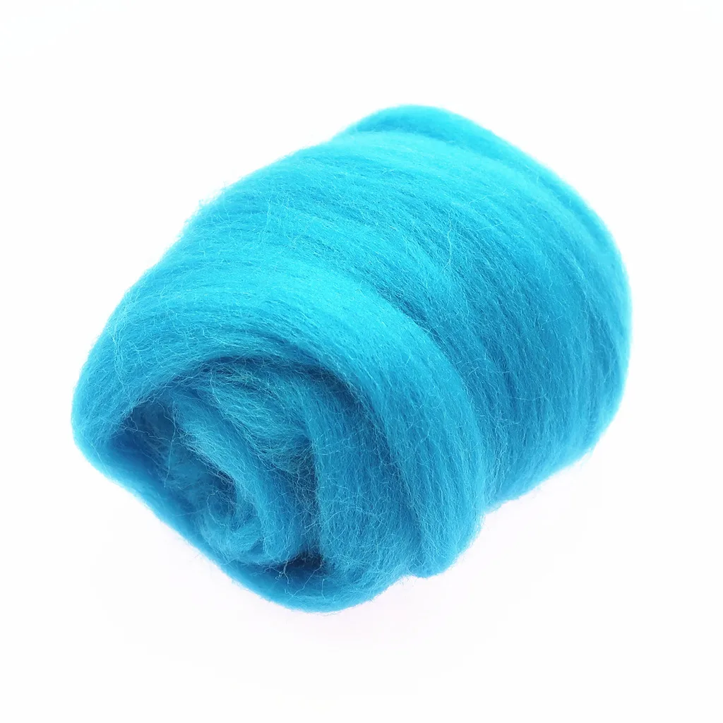 66S niebieska seria kolorowa włókno wełniane robić filcowanie igłą mokre filcowanie wełny filcowanie ręcznie przędzenia materiały robić rękodzieła DIY: 20g / 100