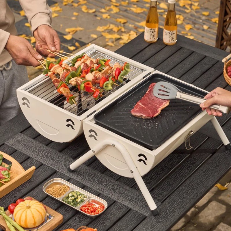 grill robić grill - dwufunkcyjny robić gotowania i grillowania, przenośny grill turystyczny na kemping, grill bez dymu, grill robić mięsa.